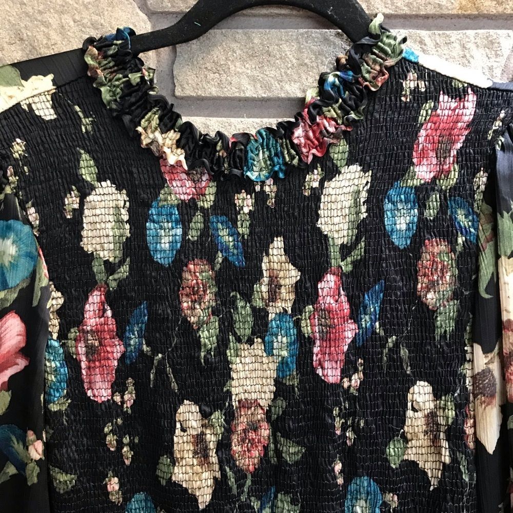 ZARA Multicolor Floral Romper Long Sleeve Chiffon Black Small - Picture 8 of 15